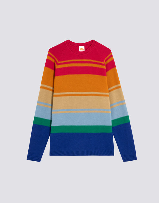 JERSEY DE CUELLO REDONDO CON RAYAS MULTICOLORES UNISEX