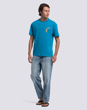 T-SHIRT HOMME À COL ROND AVEC IMPRIMÉ ET BRODERIE