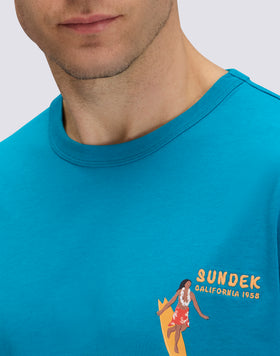 MEN'S CREW NECK T-SHIRT WITH PRINT AND EMBROIDERY