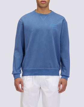 SUDADERA DE MANO CON CUELLO REDONDO Y TEÑIDA EN JUSTO