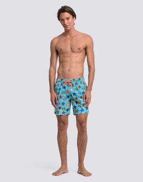 COSTUME DA BAGNO UOMO LUNGHEZZA MEDIA VITA ELASTICATA STAMPA HAPPY STAR IN POLIESTERE RICICLATO REPREVE®