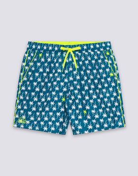 MEN'S MID-LENGTH SWIMSHORTS WITH ELASTIC WAIST AND UPSIDE DOWN PRINT IN REPREVE® RECYCLED POLYESTER