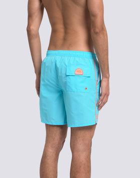 COSTUME DA BAGNO UOMO LUNGHEZZA MEDIA VITA ELASTICATA CON PIPING