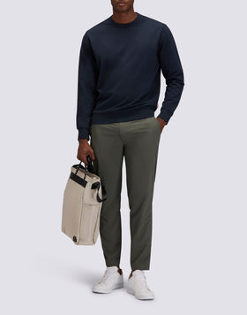 SUDADERA DE MANO DEGARRADA CON CUELLO REDONDO Y LOGOTIPO BORDADO