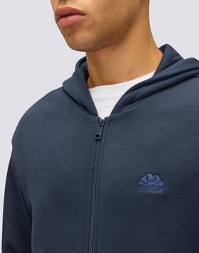 FELPA UOMO CON CAPPUCCIO E ZIP CENTRALE