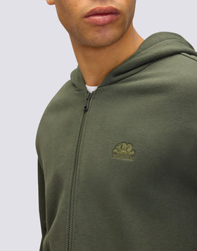 FELPA UOMO CON CAPPUCCIO E ZIP CENTRALE