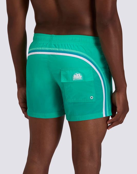 MEN'S SHORT SWIMSHORTS WITH ELASTIC WAIST AND CRINKLED WAIST