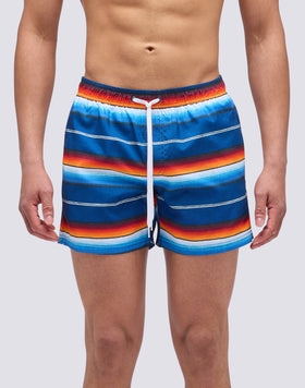 SHORT SWIMSUIT WITH ELASTIC WAIST AND EL PASO STRIPES PRINT