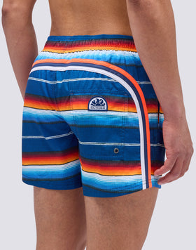 SHORT SWIMSUIT WITH ELASTIC WAIST AND EL PASO STRIPES PRINT