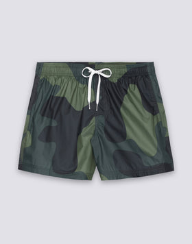 MAILLOT DE BAIN COURT POUR HOMME AVEC TAILLE ÉLASTIQUE, IMPRIMÉ CAMOUFLAGE, TISSU RIP-STOP