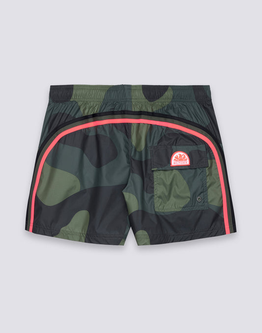 COSTUME DA BAGNO UOMO CORTO VITA ELASTICATA STAMPA CAMOU TESSUTO RIP-STOP