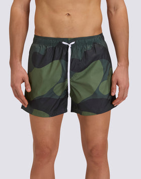 MAILLOT DE BAIN COURT POUR HOMME AVEC TAILLE ÉLASTIQUE, IMPRIMÉ CAMOUFLAGE, TISSU RIP-STOP