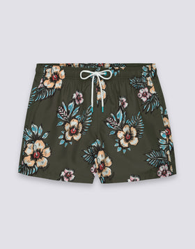 COSTUME DA BAGNO UOMO CORTO VITA ELASTICATA POLIESTERE RICICLATO REPREVE® CON STAMPA GRAPHIC FLOWER