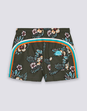 COSTUME DA BAGNO UOMO CORTO VITA ELASTICATA POLIESTERE RICICLATO REPREVE® CON STAMPA GRAPHIC FLOWER