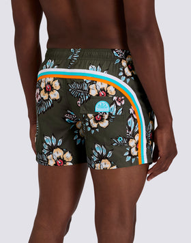 COSTUME DA BAGNO UOMO CORTO VITA ELASTICATA POLIESTERE RICICLATO REPREVE® CON STAMPA GRAPHIC FLOWER