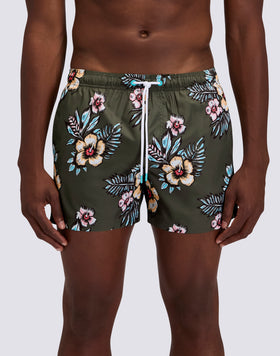 COSTUME DA BAGNO UOMO CORTO VITA ELASTICATA POLIESTERE RICICLATO REPREVE® CON STAMPA GRAPHIC FLOWER
