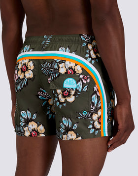 COSTUME DA BAGNO UOMO CORTO VITA ELASTICATA POLIESTERE RICICLATO REPREVE® CON STAMPA GRAPHIC FLOWER