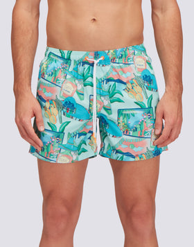 MAILLOT DE BAIN COURT À TAILLE ÉLASTIQUÉE REPREVE® AVEC IMPRESSION GREETINGS FROM MEXICO