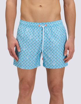 REPREVE® TRAJE DE BAÑO CORTO CON CINTURA ELÁSTICA Y GREETINGS FROM MEXICO ESTAMPADO