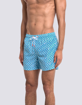 REPREVE® ELASTICATED WAIST SHORT SWIMSHORTS WITH PENGUINS PRINT