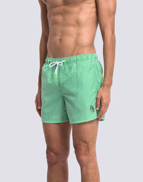 COSTUME DA BAGNO UOMO CORTO VITA ELASTICATA POLIESTERE RICICLATO REPREVE® CON STAMPA A RIGHE JUICY STRIPES CON RICAMO FRUTTA