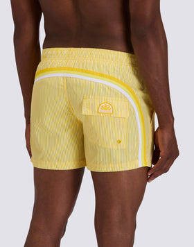 SHORT-LENGTH SWIMWEAR WITH ELASTICATED WAIST REPREVE® RECYCLED POLYESTER WITH JUICY STRIPE PRINT AND FRUIT EMBROIDERY