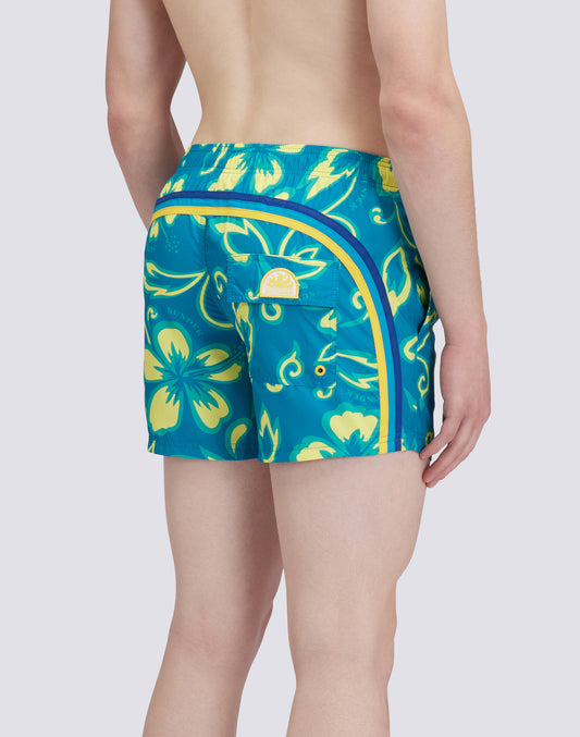 REPREVE® ELASTICATED WAIST SHORT SWIMSHORTS WITH SK23 PRINT