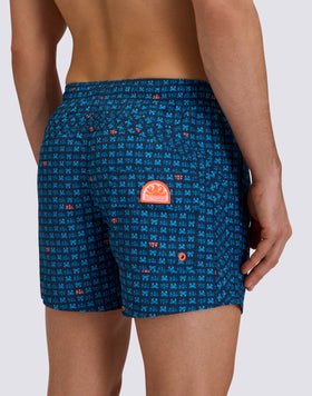 SHORT DE BAIN HOMME TAILLE ÉLASTIQUÉE EN POLYESTER RECYCLÉ REPREVE® AVEC IMPRESSION SUNCRAB