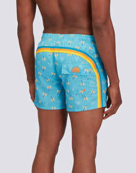 MAILLOT DE BAIN COURT À TAILLE ÉLASTIQUÉE REPREVE® AVEC IMPRESSION COZY PALM