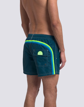 MAILLOT DE BAIN COURT EN TAFFETAS POUR HOMME À TAILLE ÉLASTIQUE E