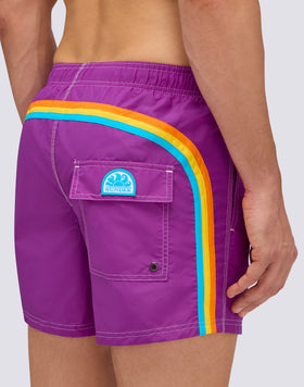 MAILLOT DE BAIN COURT EN TAFFETAS POUR HOMME, À TAILLE ÉLASTIQUE ET À L'EMBALLAGE ÉLASTIQUE