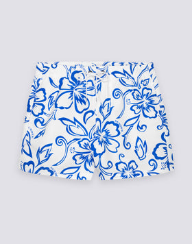 BAÑADOR DE PANTALÓN CORTO CON CINTURA ELÁSTICA Y ESTAMPADO ARCHIVE HIBISCUS SK23