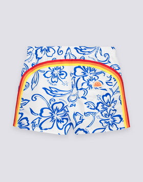 BAÑADOR DE PANTALÓN CORTO CON CINTURA ELÁSTICA Y ESTAMPADO ARCHIVE HIBISCUS SK23
