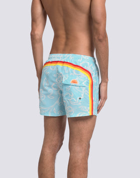 MEN'S SHORT SWIMSUIT WITH ELASTIC WAIST AND ARCHIVE HIBISCUS PRINT SK23