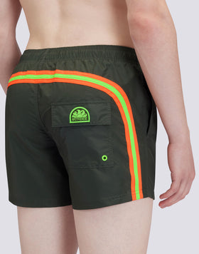 MAILLOT DE BAIN TAILLE COURTE ÉLASTIQUÉE TAFFETAS ICONIQUE ARC-EN-CIEL 2 COULEURS