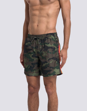 COSTUME DA BAGNO MEDIO VITA ELASTICATA CON STAMPA CAMOU IN POLIESTERE RICICLATO REPREVE®