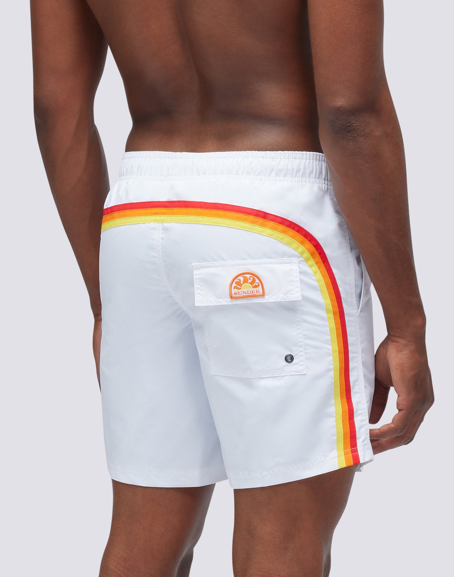 ICONIC TAFFETA STRETCH WAIST MID-LENGTH SWIM SHORTS