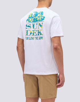T-SHIRT CON STAMPA PALM TRIPS HIBISCUS