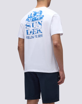 T-SHIRT STAMPA PALMS TRIP HIBISCUS