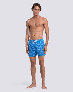MAILLOT DE BAIN SHORT HOMME AVEC TAILLE ÉLASTIQUÉE ET IMPRIMÉ PALMIERS E N POLYESTER RECYCLÉ