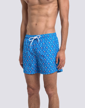 MAILLOT DE BAIN SHORT HOMME AVEC TAILLE ÉLASTIQUÉE ET IMPRIMÉ PALMIERS E N POLYESTER RECYCLÉ