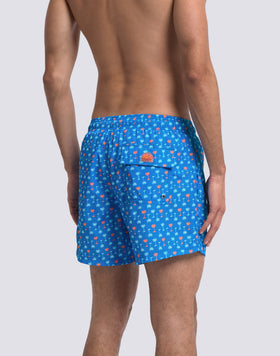 MAILLOT DE BAIN SHORT HOMME AVEC TAILLE ÉLASTIQUÉE ET IMPRIMÉ PALMIERS E N POLYESTER RECYCLÉ