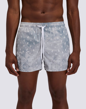 MAILLOT DE BAIN SHORT HOMME AVEC TAILLE ÉLASTIQUÉE IMPRIMÉ BANDANA PAISLEY EN POLYESTER RECYCLÉ