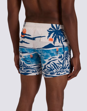 MAILLOT DE BAIN SHORT HOMME AVEC TAILLE ÉLASTIQUÉE ET IMPRIMÉ NOTALGIC SEA EN POLYESTER RECYCLÉ