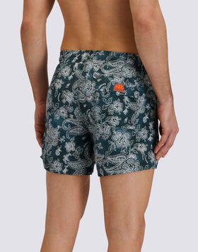 MAILLOT DE BAIN SHORT HOMME AVEC TAILLE ÉLASTIQUÉE ET IMPRIMÉ HIBI PAISLEY EN POLYESTER RECYCLÉ