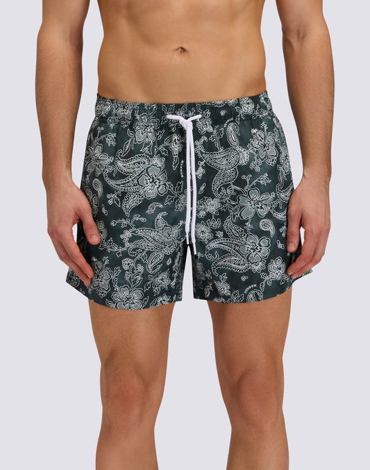 MAILLOT DE BAIN SHORT HOMME AVEC TAILLE ÉLASTIQUÉE ET IMPRIMÉ HIBI PAISLEY EN POLYESTER RECYCLÉ