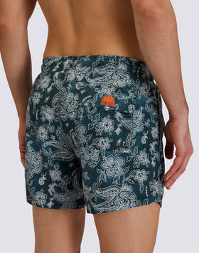 MAILLOT DE BAIN SHORT HOMME AVEC TAILLE ÉLASTIQUÉE ET IMPRIMÉ HIBI PAISLEY EN POLYESTER RECYCLÉ
