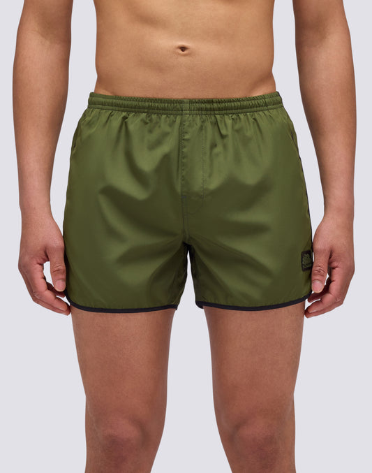 MAILLOT DE BAIN COURT AVEC TAILLE ÉLASTIQUÉE ET FENTES LATÉRALES RONDES