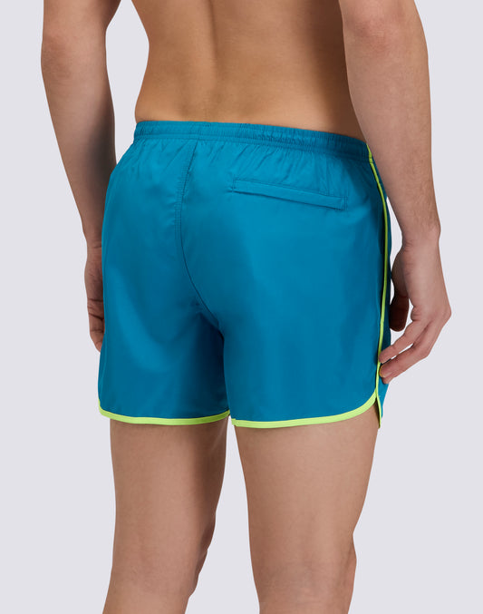 MAILLOT DE BAIN COURT AVEC TAILLE ÉLASTIQUÉE ET FENTES LATÉRALES RONDES