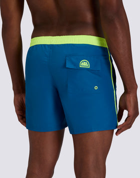 MAILLOT DE BAIN COURT À TAILLE ÉLASTIQUE ICONIC EN TAFFETAN AVEC PIPING CONTRASTÉ